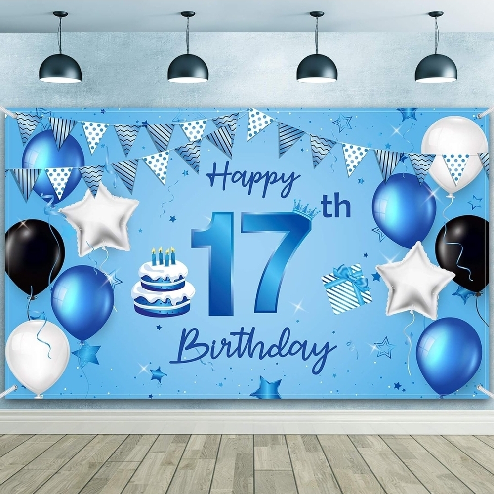 Blue and Silver Birthday Party Backdrop
